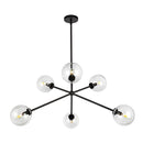 Six Light Chandelier<br /><span style="color:#4AB0CE;">Entrega: 4-10 dias en USA</span><br /><span style="color:#4AB0CE;font-size:60%;">PREGUNTE POR ENTREGA EN PANAMA</span><br />Collection: Cassia<br />Finish: Matte Black/Clear Glass