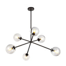 Six Light Chandelier<br /><span style="color:#4AB0CE;">Entrega: 4-10 dias en USA</span><br /><span style="color:#4AB0CE;font-size:60%;">PREGUNTE POR ENTREGA EN PANAMA</span><br />Collection: Cassia<br />Finish: Matte Black/Clear Glass