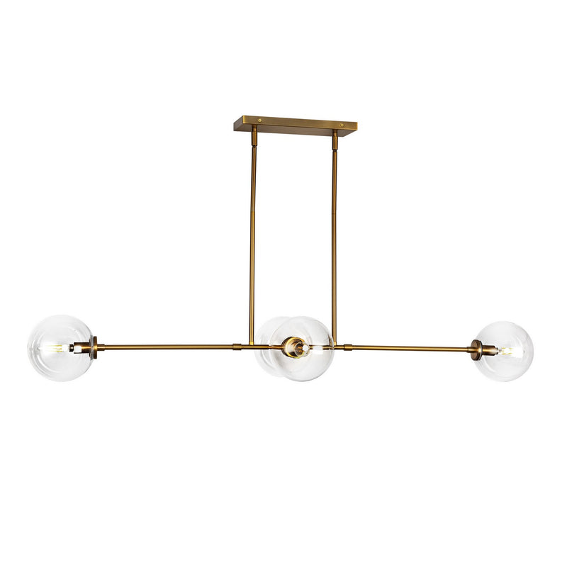 Four Light Linear Pendant<br /><span style="color:#4AB0CE;">Entrega: 4-10 dias en USA</span><br /><span style="color:#4AB0CE;font-size:60%;">PREGUNTE POR ENTREGA EN PANAMA</span><br />Collection: Cassia<br />Finish: Aged Gold/Clear Glass