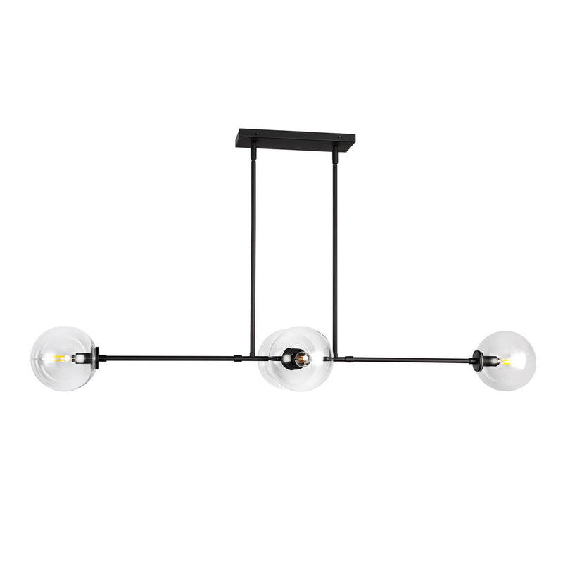 Four Light Linear Pendant<br /><span style="color:#4AB0CE;">Entrega: 4-10 dias en USA</span><br /><span style="color:#4AB0CE;font-size:60%;">PREGUNTE POR ENTREGA EN PANAMA</span><br />Collection: Cassia<br />Finish: Matte Black/Clear Glass