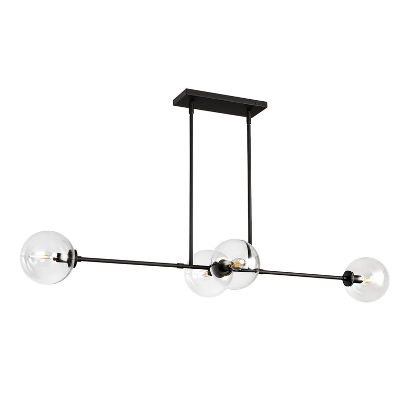 Four Light Linear Pendant<br /><span style="color:#4AB0CE;">Entrega: 1-2 semanas en USA</span><br /><span style="color:#4AB0CE;font-size:60%;">PREGUNTE POR ENTREGA EN PANAMA</span><br />Collection: Cassia<br />Finish: Matte Black/Clear Glass