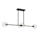 Four Light Linear Pendant<br /><span style="color:#4AB0CE;">Entrega: 4-10 dias en USA</span><br /><span style="color:#4AB0CE;font-size:60%;">PREGUNTE POR ENTREGA EN PANAMA</span><br />Collection: Cassia<br />Finish: Matte Black/Clear Glass
