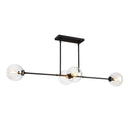 Four Light Linear Pendant<br /><span style="color:#4AB0CE;">Entrega: 4-10 dias en USA</span><br /><span style="color:#4AB0CE;font-size:60%;">PREGUNTE POR ENTREGA EN PANAMA</span><br />Collection: Cassia<br />Finish: Matte Black/Clear Glass
