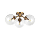Three Light Semi-Flush Mount<br /><span style="color:#4AB0CE;">Entrega: 4-10 dias en USA</span><br /><span style="color:#4AB0CE;font-size:60%;">PREGUNTE POR ENTREGA EN PANAMA</span><br />Collection: Cassia<br />Finish: Aged Gold/Clear Glass
