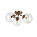 Three Light Semi-Flush Mount<br /><span style="color:#4AB0CE;">Entrega: 4-10 dias en USA</span><br /><span style="color:#4AB0CE;font-size:60%;">PREGUNTE POR ENTREGA EN PANAMA</span><br />Collection: Cassia<br />Finish: Aged Gold/Clear Glass