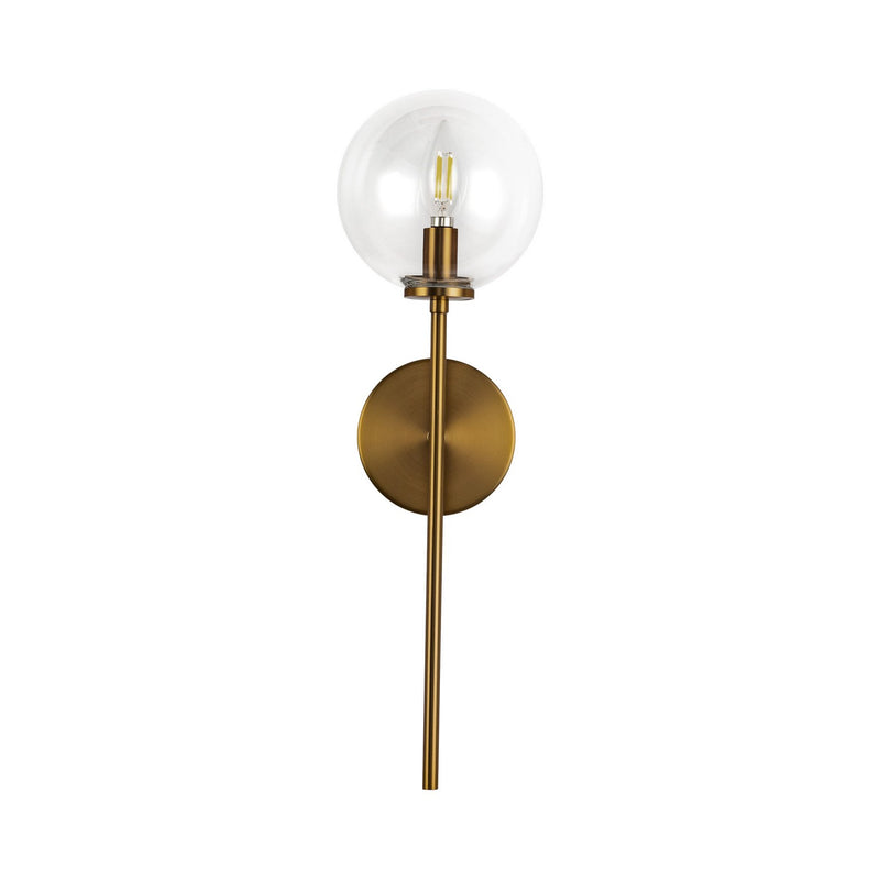 One Light Wall Vanity<br /><span style="color:#4AB0CE;">Entrega: 4-10 dias en USA</span><br /><span style="color:#4AB0CE;font-size:60%;">PREGUNTE POR ENTREGA EN PANAMA</span><br />Collection: Cassia<br />Finish: Aged Gold/Clear Glass