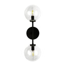 Two Light Wall Vanity<br /><span style="color:#4AB0CE;">Entrega: 4-10 dias en USA</span><br /><span style="color:#4AB0CE;font-size:60%;">PREGUNTE POR ENTREGA EN PANAMA</span><br />Collection: Cassia<br />Finish: Matte Black/Clear Glass