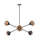 Six Light Chandelier<br /><span style="color:#4AB0CE;">Entrega: 4-10 dias en USA</span><br /><span style="color:#4AB0CE;font-size:60%;">PREGUNTE POR ENTREGA EN PANAMA</span><br />Collection: Daphne<br />Finish: Matte Black/Brown Cotton Rope