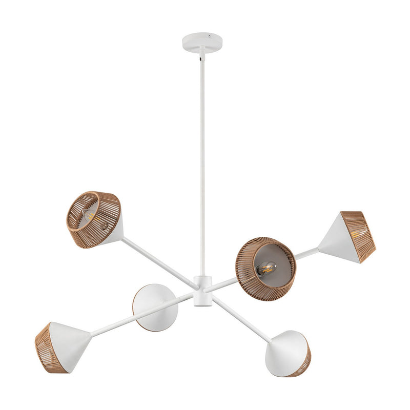 Six Light Chandelier<br /><span style="color:#4AB0CE;">Entrega: 4-10 dias en USA</span><br /><span style="color:#4AB0CE;font-size:60%;">PREGUNTE POR ENTREGA EN PANAMA</span><br />Collection: Daphne<br />Finish: White/Brown Cotton Rope