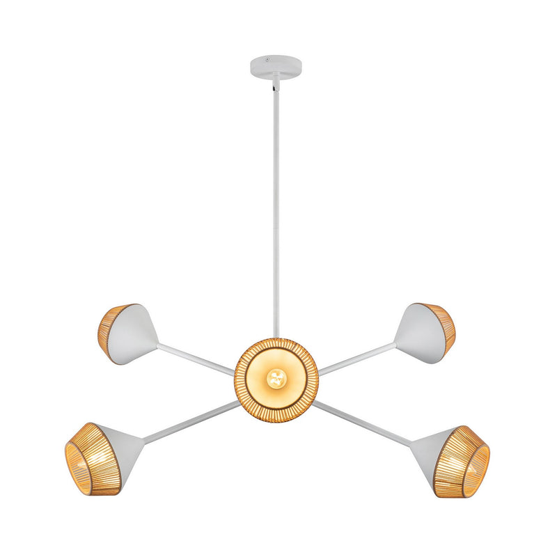 Six Light Chandelier<br /><span style="color:#4AB0CE;">Entrega: 4-10 dias en USA</span><br /><span style="color:#4AB0CE;font-size:60%;">PREGUNTE POR ENTREGA EN PANAMA</span><br />Collection: Daphne<br />Finish: White/Brown Cotton Rope
