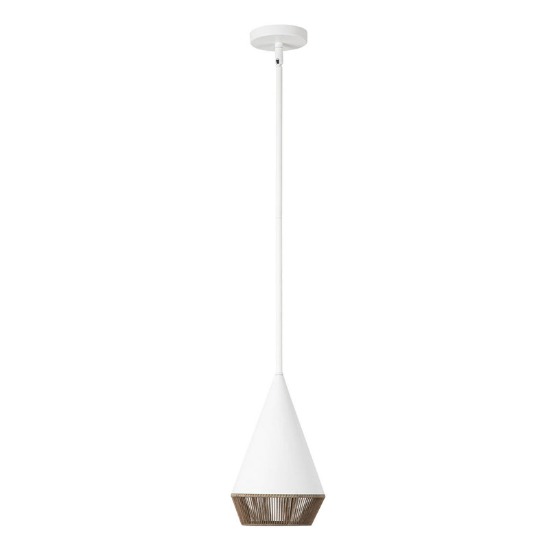 One Light Pendant<br /><span style="color:#4AB0CE;">Entrega: 4-10 dias en USA</span><br /><span style="color:#4AB0CE;font-size:60%;">PREGUNTE POR ENTREGA EN PANAMA</span><br />Collection: Daphne<br />Finish: White/Brown Cotton Rope
