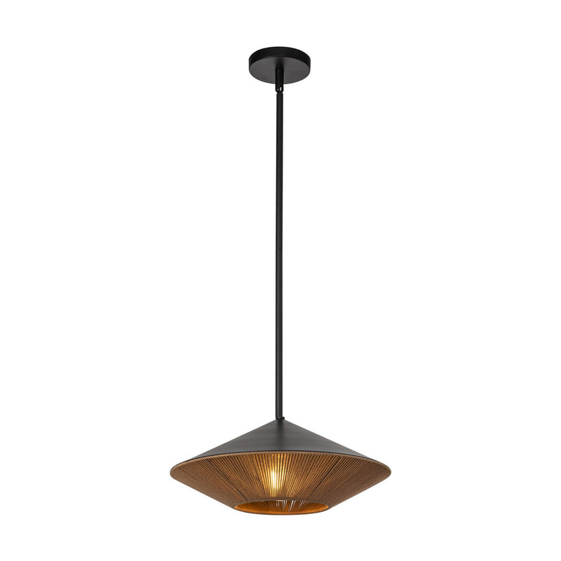 One Light Pendant<br /><span style="color:#4AB0CE;">Entrega: 4-10 dias en USA</span><br /><span style="color:#4AB0CE;font-size:60%;">PREGUNTE POR ENTREGA EN PANAMA</span><br />Collection: Daphne<br />Finish: Matte Black/Brown Cotton Rope