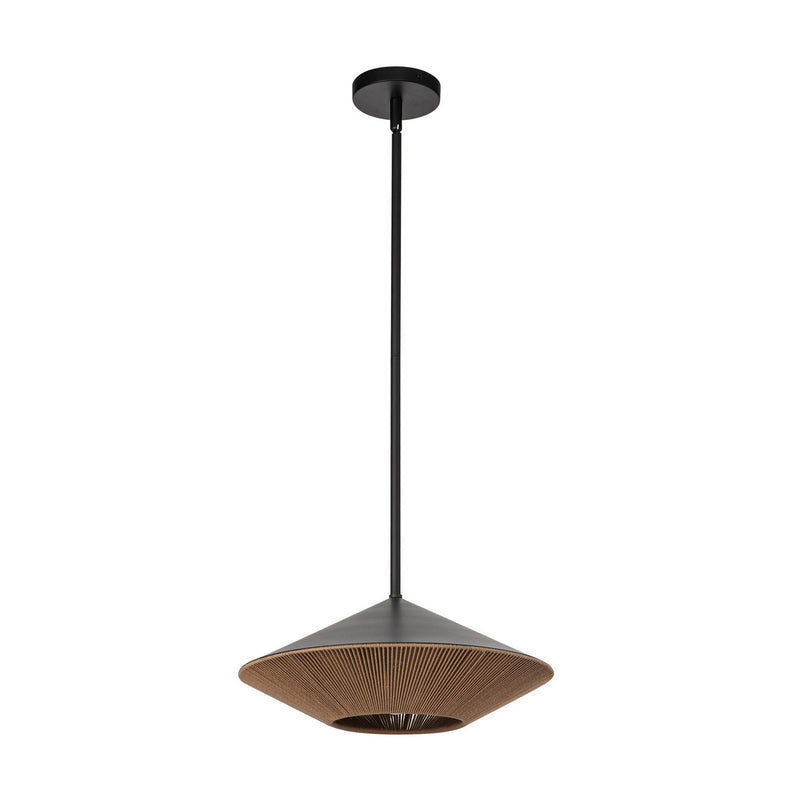 One Light Pendant<br /><span style="color:#4AB0CE;">Entrega: 4-10 dias en USA</span><br /><span style="color:#4AB0CE;font-size:60%;">PREGUNTE POR ENTREGA EN PANAMA</span><br />Collection: Daphne<br />Finish: Matte Black/Brown Cotton Rope