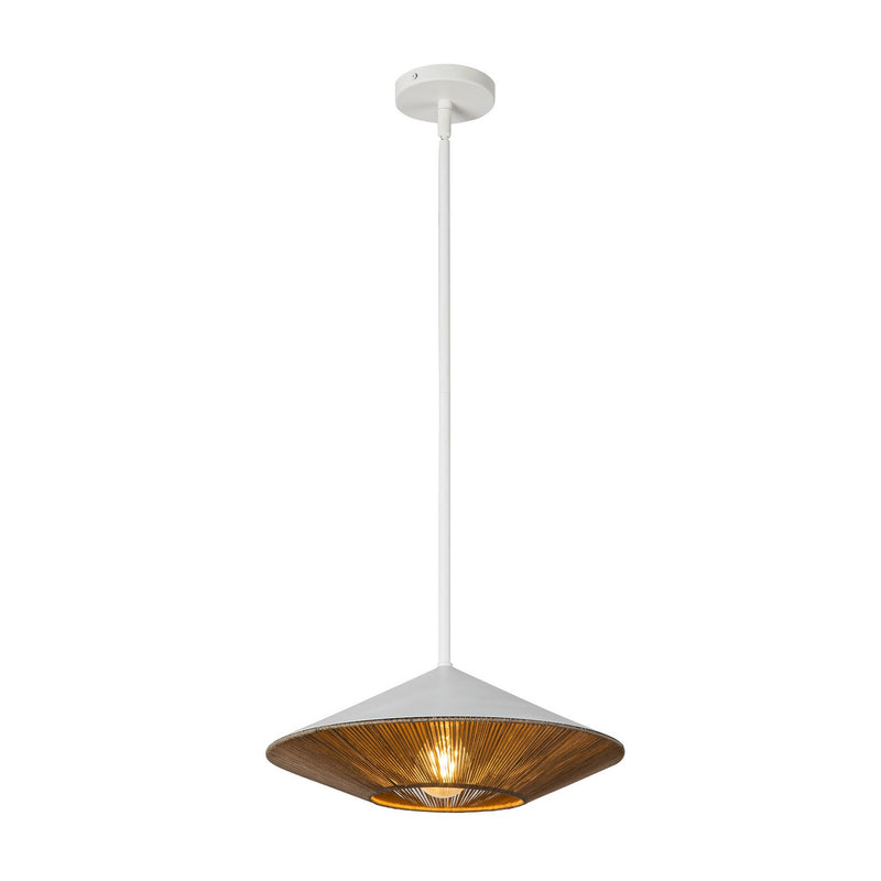 One Light Pendant<br /><span style="color:#4AB0CE;">Entrega: 4-10 dias en USA</span><br /><span style="color:#4AB0CE;font-size:60%;">PREGUNTE POR ENTREGA EN PANAMA</span><br />Collection: Daphne<br />Finish: White/Brown Cotton Rope