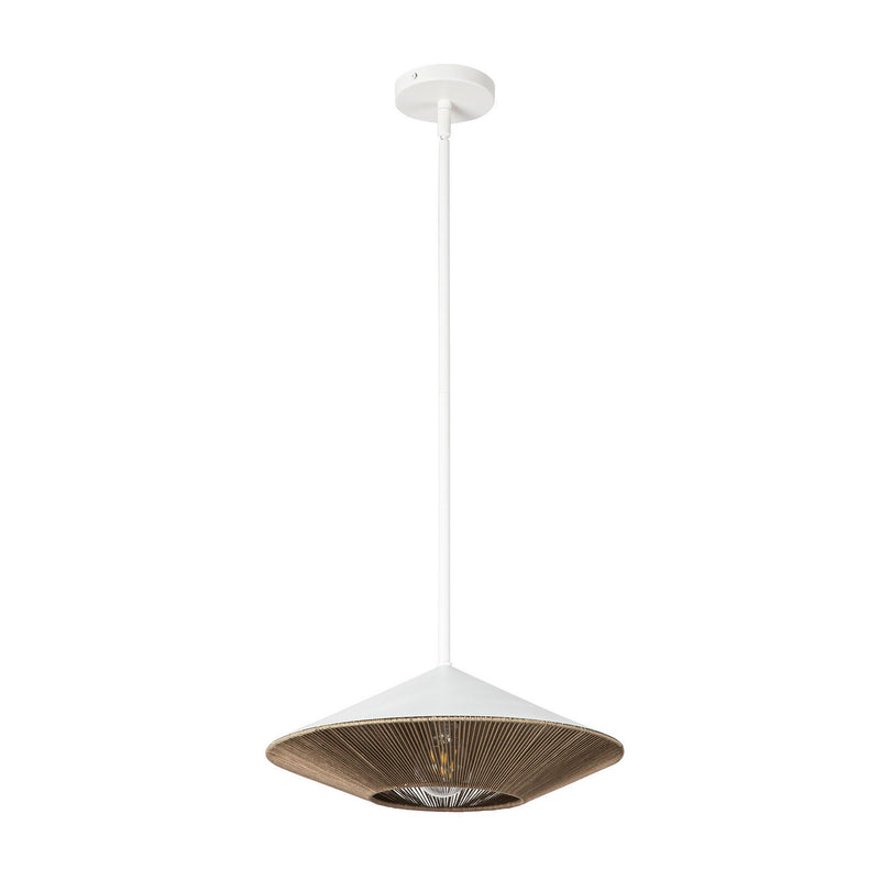 One Light Pendant<br /><span style="color:#4AB0CE;">Entrega: 4-10 dias en USA</span><br /><span style="color:#4AB0CE;font-size:60%;">PREGUNTE POR ENTREGA EN PANAMA</span><br />Collection: Daphne<br />Finish: White/Brown Cotton Rope
