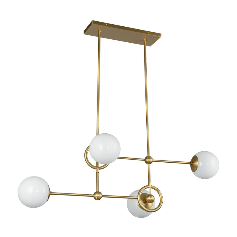 Four Light Chandelier<br /><span style="color:#4AB0CE;">Entrega: 4-10 dias en USA</span><br /><span style="color:#4AB0CE;font-size:60%;">PREGUNTE POR ENTREGA EN PANAMA</span><br />Collection: Fiore<br />Finish: Brushed Gold/Glossy Opal Glass