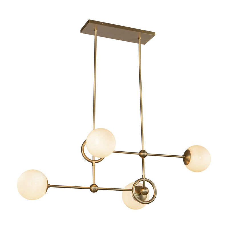 Four Light Chandelier<br /><span style="color:#4AB0CE;">Entrega: 4-10 dias en USA</span><br /><span style="color:#4AB0CE;font-size:60%;">PREGUNTE POR ENTREGA EN PANAMA</span><br />Collection: Fiore<br />Finish: Brushed Gold/Glossy Opal Glass