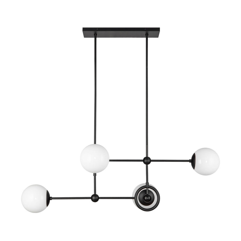 Four Light Chandelier<br /><span style="color:#4AB0CE;">Entrega: 4-10 dias en USA</span><br /><span style="color:#4AB0CE;font-size:60%;">PREGUNTE POR ENTREGA EN PANAMA</span><br />Collection: Fiore<br />Finish: Matte Black/Glossy Opal Glass