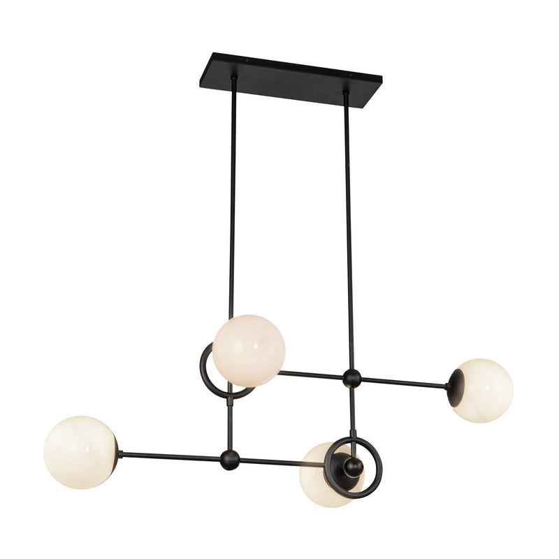 Four Light Chandelier<br /><span style="color:#4AB0CE;">Entrega: 4-10 dias en USA</span><br /><span style="color:#4AB0CE;font-size:60%;">PREGUNTE POR ENTREGA EN PANAMA</span><br />Collection: Fiore<br />Finish: Matte Black/Glossy Opal Glass