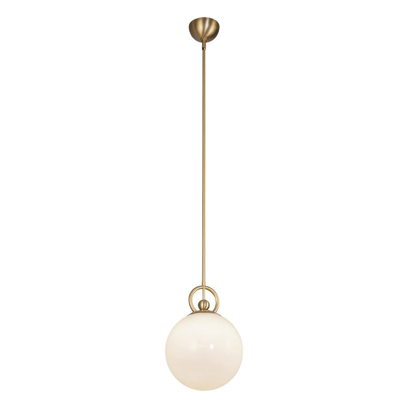 One Light Pendant<br /><span style="color:#4AB0CE;">Entrega: 4-10 dias en USA</span><br /><span style="color:#4AB0CE;font-size:60%;">PREGUNTE POR ENTREGA EN PANAMA</span><br />Collection: Fiore<br />Finish: Brushed Gold/Glossy Opal Glass