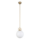 One Light Pendant<br /><span style="color:#4AB0CE;">Entrega: 4-10 dias en USA</span><br /><span style="color:#4AB0CE;font-size:60%;">PREGUNTE POR ENTREGA EN PANAMA</span><br />Collection: Fiore<br />Finish: Brushed Gold/Glossy Opal Glass