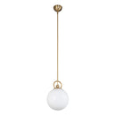 One Light Pendant<br /><span style="color:#4AB0CE;">Entrega: 4-10 dias en USA</span><br /><span style="color:#4AB0CE;font-size:60%;">PREGUNTE POR ENTREGA EN PANAMA</span><br />Collection: Fiore<br />Finish: Brushed Gold/Glossy Opal Glass