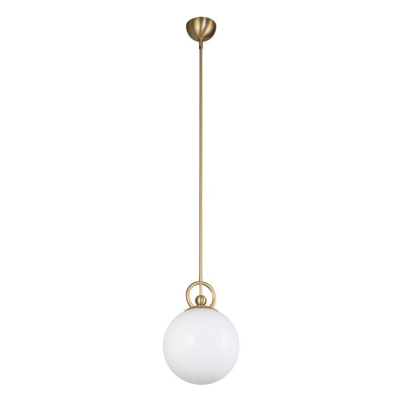 One Light Pendant<br /><span style="color:#4AB0CE;">Entrega: 4-10 dias en USA</span><br /><span style="color:#4AB0CE;font-size:60%;">PREGUNTE POR ENTREGA EN PANAMA</span><br />Collection: Fiore<br />Finish: Brushed Gold/Glossy Opal Glass