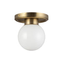 One Light Semi-Flush Mount<br /><span style="color:#4AB0CE;">Entrega: 4-10 dias en USA</span><br /><span style="color:#4AB0CE;font-size:60%;">PREGUNTE POR ENTREGA EN PANAMA</span><br />Collection: Fiore<br />Finish: Brushed Gold/Glossy Opal Glass
