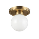 One Light Semi-Flush Mount<br /><span style="color:#4AB0CE;">Entrega: 4-10 dias en USA</span><br /><span style="color:#4AB0CE;font-size:60%;">PREGUNTE POR ENTREGA EN PANAMA</span><br />Collection: Fiore<br />Finish: Brushed Gold/Glossy Opal Glass