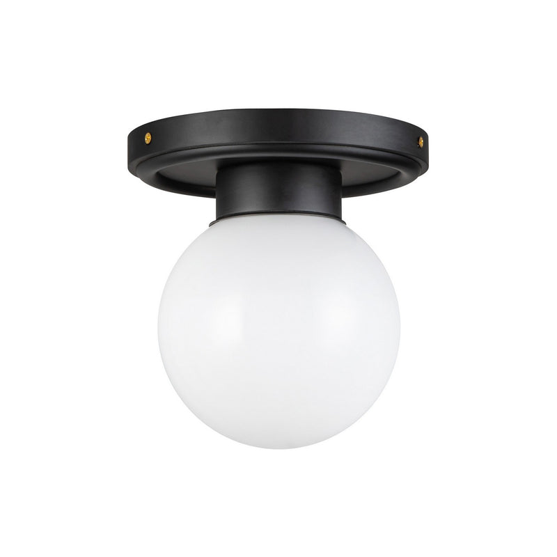 One Light Semi-Flush Mount<br /><span style="color:#4AB0CE;">Entrega: 4-10 dias en USA</span><br /><span style="color:#4AB0CE;font-size:60%;">PREGUNTE POR ENTREGA EN PANAMA</span><br />Collection: Fiore<br />Finish: Matte Black/Glossy Opal Glass