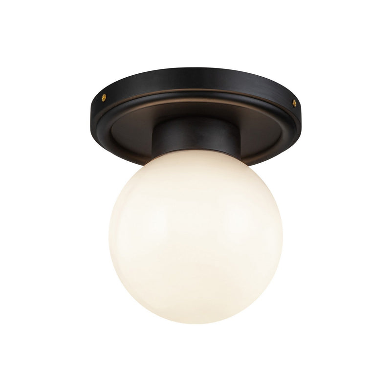 One Light Semi-Flush Mount<br /><span style="color:#4AB0CE;">Entrega: 4-10 dias en USA</span><br /><span style="color:#4AB0CE;font-size:60%;">PREGUNTE POR ENTREGA EN PANAMA</span><br />Collection: Fiore<br />Finish: Matte Black/Glossy Opal Glass