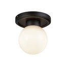 One Light Semi-Flush Mount<br /><span style="color:#4AB0CE;">Entrega: 4-10 dias en USA</span><br /><span style="color:#4AB0CE;font-size:60%;">PREGUNTE POR ENTREGA EN PANAMA</span><br />Collection: Fiore<br />Finish: Matte Black/Glossy Opal Glass