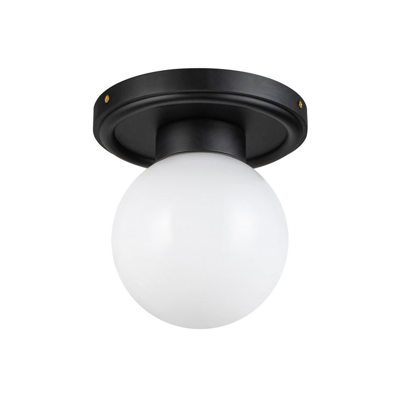 One Light Semi-Flush Mount<br /><span style="color:#4AB0CE;">Entrega: 4-10 dias en USA</span><br /><span style="color:#4AB0CE;font-size:60%;">PREGUNTE POR ENTREGA EN PANAMA</span><br />Collection: Fiore<br />Finish: Matte Black/Glossy Opal Glass