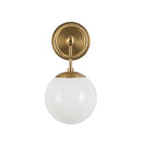 One Light Wall Vanity<br /><span style="color:#4AB0CE;">Entrega: 4-10 dias en USA</span><br /><span style="color:#4AB0CE;font-size:60%;">PREGUNTE POR ENTREGA EN PANAMA</span><br />Collection: Fiore<br />Finish: Brushed Gold/Glossy Opal Glass