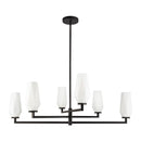 Six Light Chandelier<br /><span style="color:#4AB0CE;">Entrega: 4-10 dias en USA</span><br /><span style="color:#4AB0CE;font-size:60%;">PREGUNTE POR ENTREGA EN PANAMA</span><br />Collection: Krysta<br />Finish: Matte Black/Opal Glass