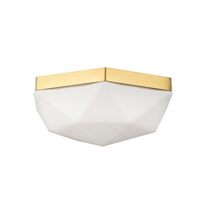 Two Light Flush Mount<br /><span style="color:#4AB0CE;">Entrega: 4-10 dias en USA</span><br /><span style="color:#4AB0CE;font-size:60%;">PREGUNTE POR ENTREGA EN PANAMA</span><br />Collection: Krysta<br />Finish: Brushed Gold/Opal Glass