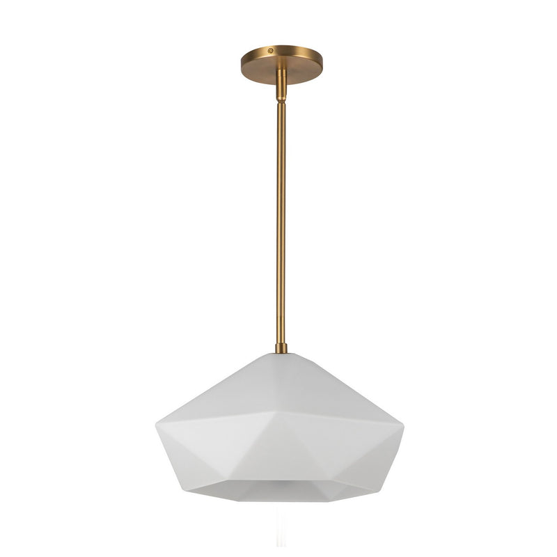One Light Pendant<br /><span style="color:#4AB0CE;">Entrega: 4-10 dias en USA</span><br /><span style="color:#4AB0CE;font-size:60%;">PREGUNTE POR ENTREGA EN PANAMA</span><br />Collection: Krysta<br />Finish: Brushed Gold/Opal Glass