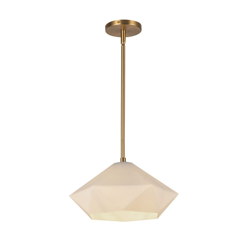 One Light Pendant<br /><span style="color:#4AB0CE;">Entrega: 4-10 dias en USA</span><br /><span style="color:#4AB0CE;font-size:60%;">PREGUNTE POR ENTREGA EN PANAMA</span><br />Collection: Krysta<br />Finish: Brushed Gold/Opal Glass