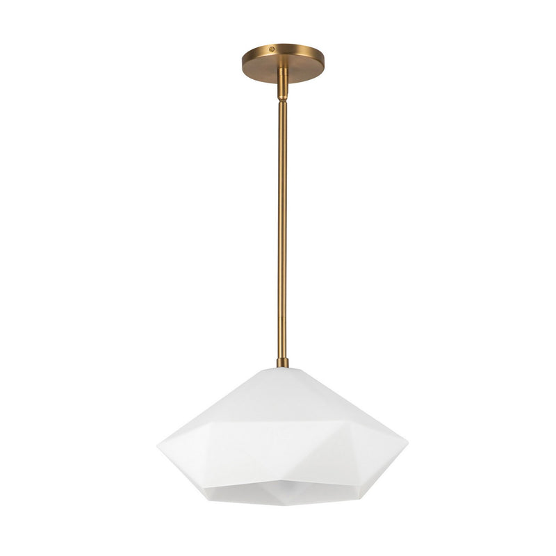 One Light Pendant<br /><span style="color:#4AB0CE;">Entrega: 4-10 dias en USA</span><br /><span style="color:#4AB0CE;font-size:60%;">PREGUNTE POR ENTREGA EN PANAMA</span><br />Collection: Krysta<br />Finish: Brushed Gold/Opal Glass