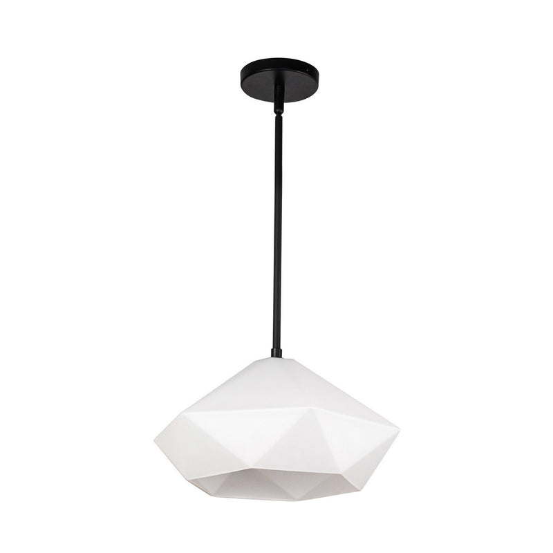 One Light Pendant<br /><span style="color:#4AB0CE;">Entrega: 4-10 dias en USA</span><br /><span style="color:#4AB0CE;font-size:60%;">PREGUNTE POR ENTREGA EN PANAMA</span><br />Collection: Krysta<br />Finish: Matte Black/Opal Glass