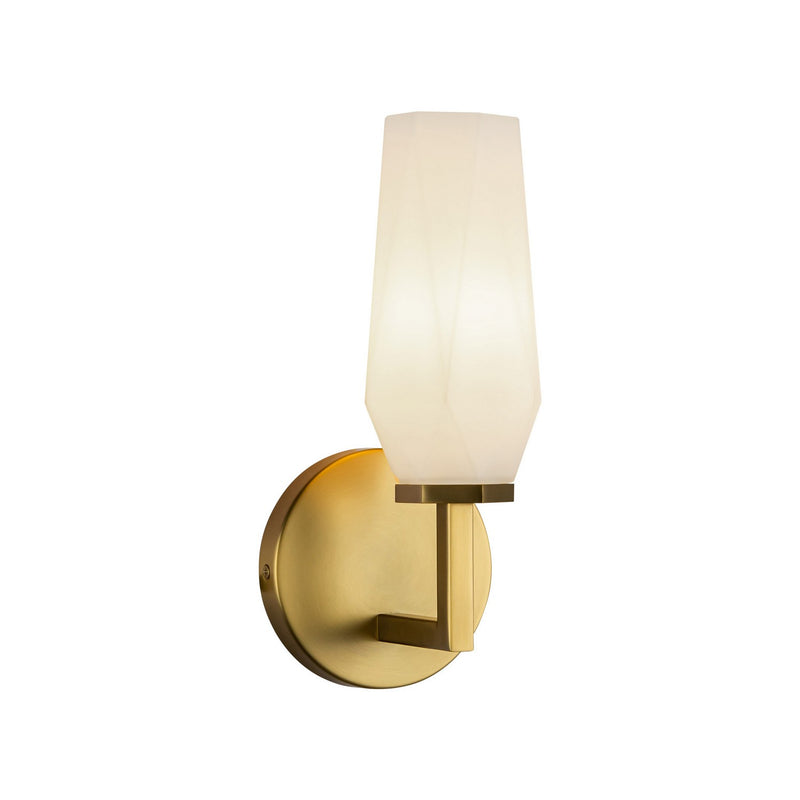 One Light Wall Vanity<br /><span style="color:#4AB0CE;">Entrega: 4-10 dias en USA</span><br /><span style="color:#4AB0CE;font-size:60%;">PREGUNTE POR ENTREGA EN PANAMA</span><br />Collection: Krysta<br />Finish: Brushed Gold/Opal Glass