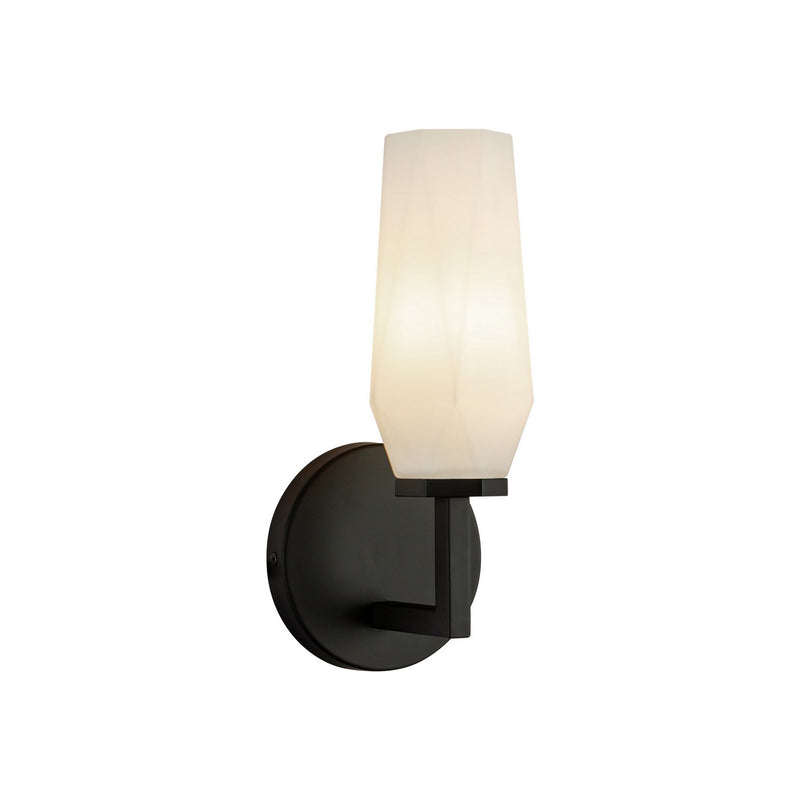 One Light Wall Vanity<br /><span style="color:#4AB0CE;">Entrega: 4-10 dias en USA</span><br /><span style="color:#4AB0CE;font-size:60%;">PREGUNTE POR ENTREGA EN PANAMA</span><br />Collection: Krysta<br />Finish: Matte Black/Opal Glass