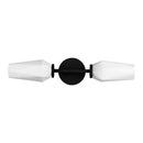Two Light Wall Vanity<br /><span style="color:#4AB0CE;">Entrega: 4-10 dias en USA</span><br /><span style="color:#4AB0CE;font-size:60%;">PREGUNTE POR ENTREGA EN PANAMA</span><br />Collection: Krysta<br />Finish: Matte Black/Opal Glass