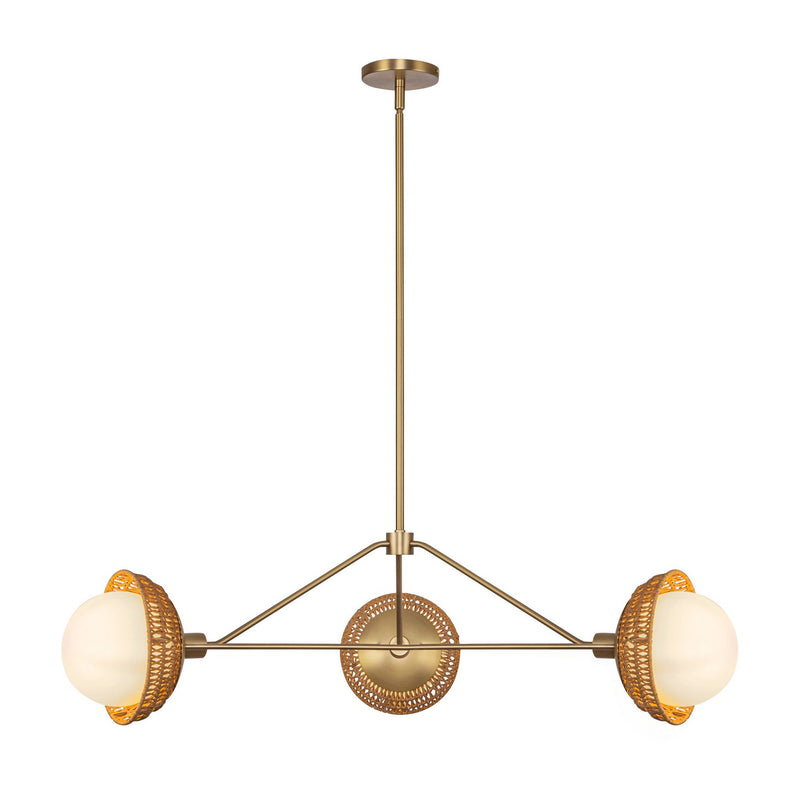 Three Light Chandelier<br /><span style="color:#4AB0CE;">Entrega: 4-10 dias en USA</span><br /><span style="color:#4AB0CE;font-size:60%;">PREGUNTE POR ENTREGA EN PANAMA</span><br />Collection: Perth<br />Finish: Brushed Gold/Opal Glass