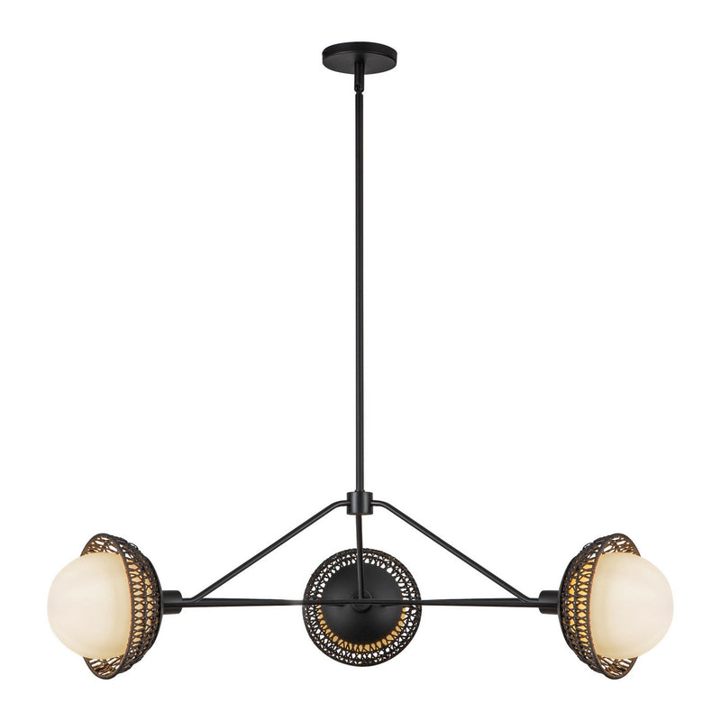 Three Light Chandelier<br /><span style="color:#4AB0CE;">Entrega: 4-10 dias en USA</span><br /><span style="color:#4AB0CE;font-size:60%;">PREGUNTE POR ENTREGA EN PANAMA</span><br />Collection: Perth<br />Finish: Matte Black/Opal Glass