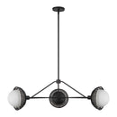 Three Light Chandelier<br /><span style="color:#4AB0CE;">Entrega: 4-10 dias en USA</span><br /><span style="color:#4AB0CE;font-size:60%;">PREGUNTE POR ENTREGA EN PANAMA</span><br />Collection: Perth<br />Finish: Matte Black/Opal Glass