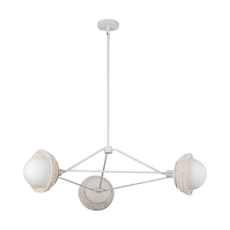 Three Light Chandelier<br /><span style="color:#4AB0CE;">Entrega: 4-10 dias en USA</span><br /><span style="color:#4AB0CE;font-size:60%;">PREGUNTE POR ENTREGA EN PANAMA</span><br />Collection: Perth<br />Finish: White/Opal Glass