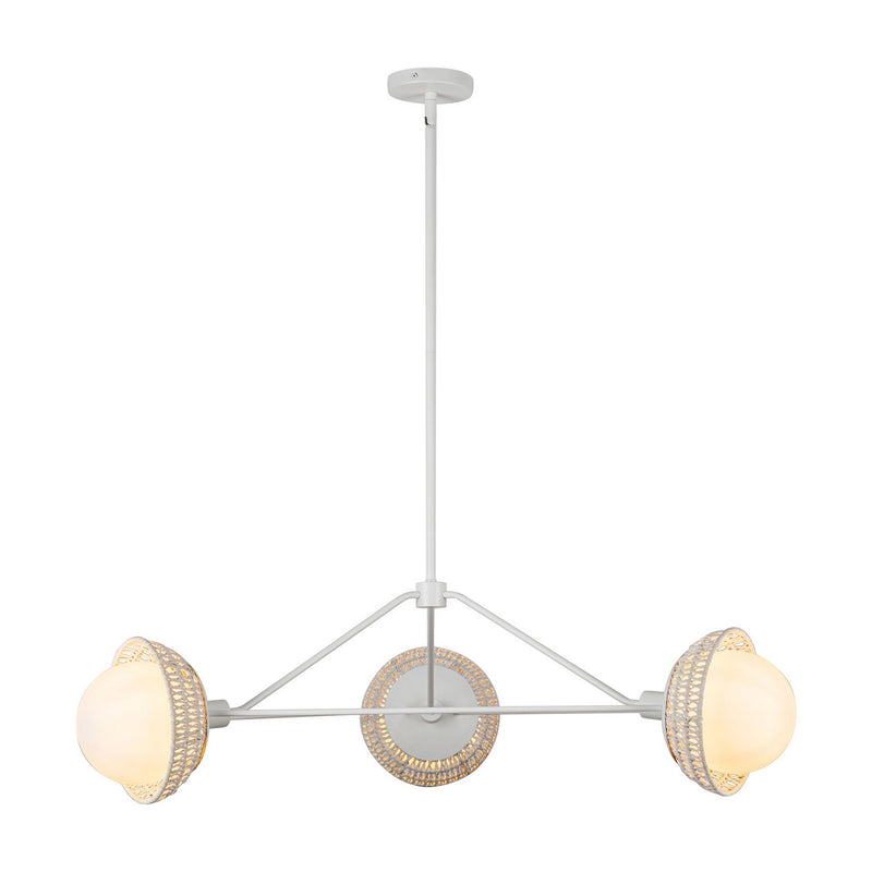 Three Light Chandelier<br /><span style="color:#4AB0CE;">Entrega: 4-10 dias en USA</span><br /><span style="color:#4AB0CE;font-size:60%;">PREGUNTE POR ENTREGA EN PANAMA</span><br />Collection: Perth<br />Finish: White/Opal Glass