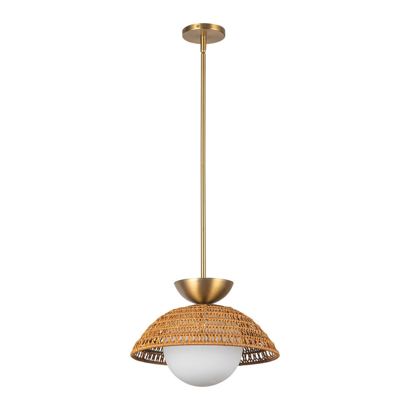 One Light Pendant<br /><span style="color:#4AB0CE;">Entrega: 4-10 dias en USA</span><br /><span style="color:#4AB0CE;font-size:60%;">PREGUNTE POR ENTREGA EN PANAMA</span><br />Collection: Perth<br />Finish: Brushed Gold/Opal Glass