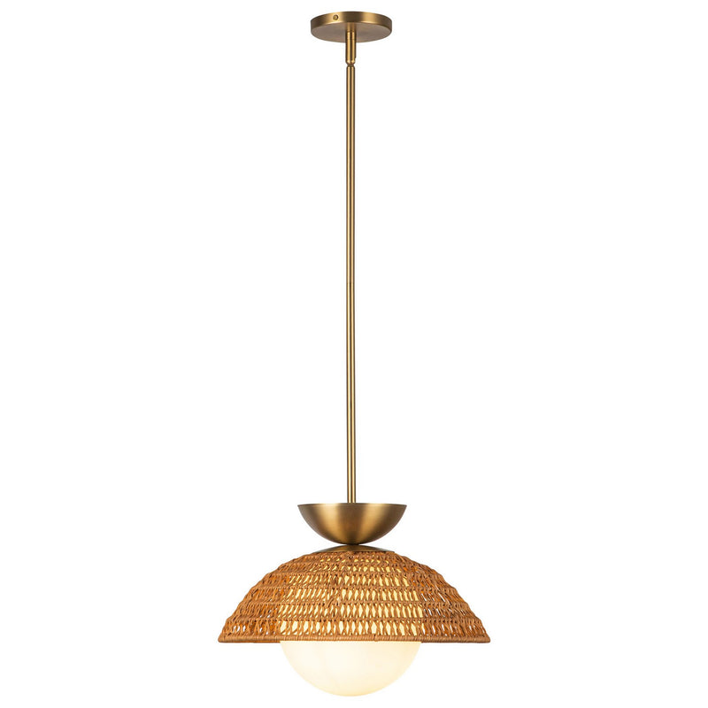 One Light Pendant<br /><span style="color:#4AB0CE;">Entrega: 4-10 dias en USA</span><br /><span style="color:#4AB0CE;font-size:60%;">PREGUNTE POR ENTREGA EN PANAMA</span><br />Collection: Perth<br />Finish: Brushed Gold/Opal Glass